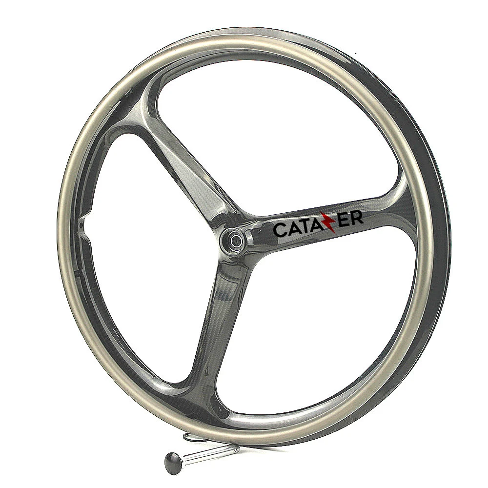 1 Pair 24 Inch 3 Tri Spokes Carbon Fiber Wheel for Wheelchair Incl Thru Axle and Full Carbon Push Rim  Carbon Wheels