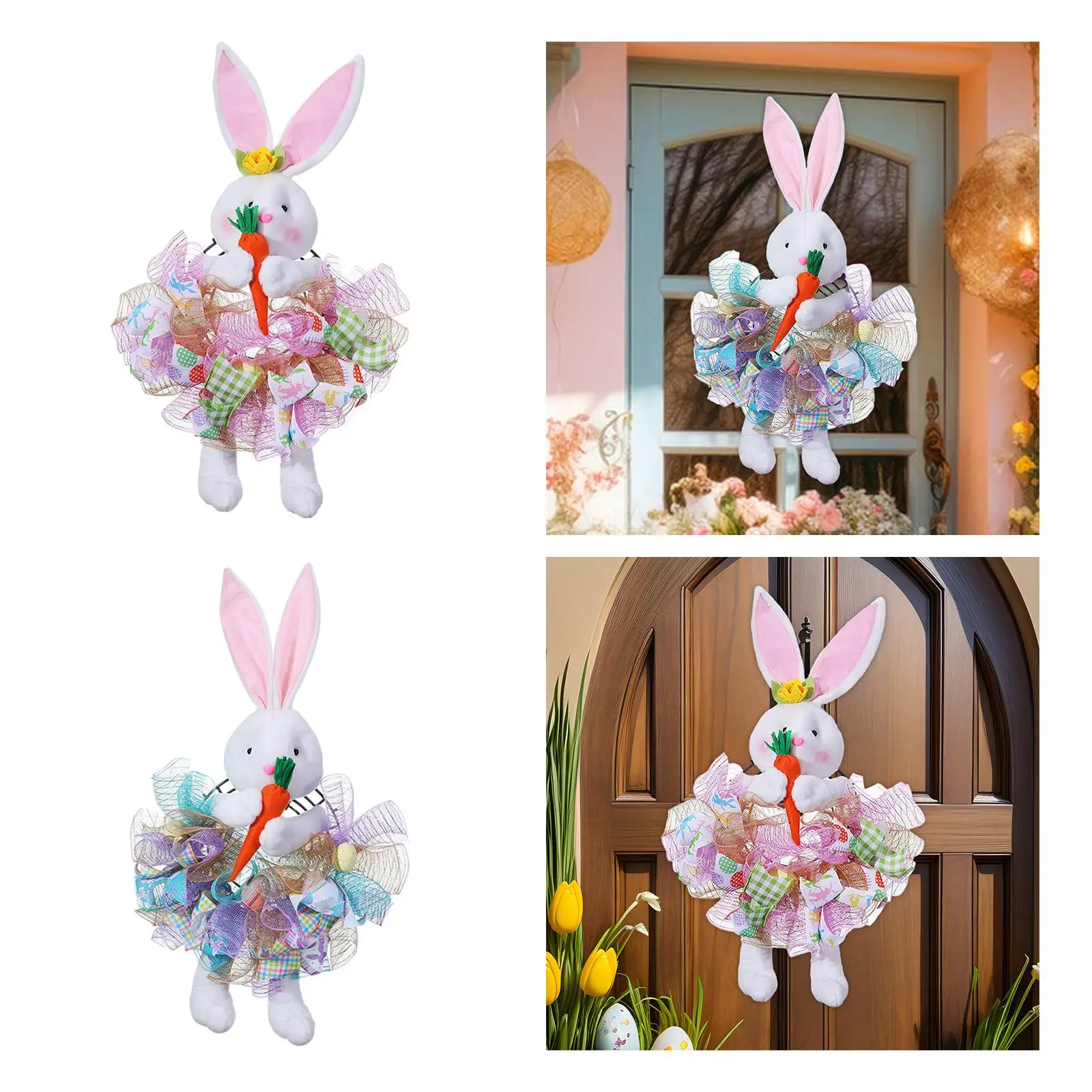 Easter Door Wreath Easter Decor Wall Hanging Ornament Cute Spring Wreath for Wall Indoor Outdoor Office Holiday Farmhouse