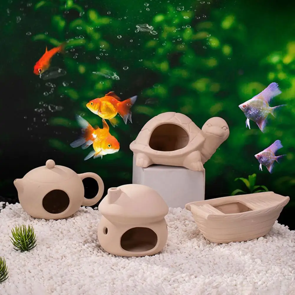 High-quality Fish Tank Decor Decorations for Aquarium Exquisite Ceramic Aquarium Landscaping Ornament Unique Fish Tank Shelter