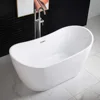 59" Acrylic Contemporary Soaking Tub with Chrome Overflow and Drain，Acrylic and Reinforced with Fiberglass，Freestanding Bathtub 2