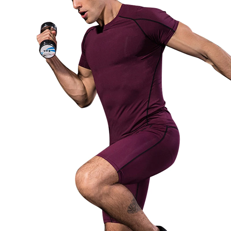 T-shirt sportive da uomo di alta qualità T-shirt termiche a maniche corte mimetiche Camicie a compressione cool Top sportivi T-shirt da palestra da corsa - immagine 4