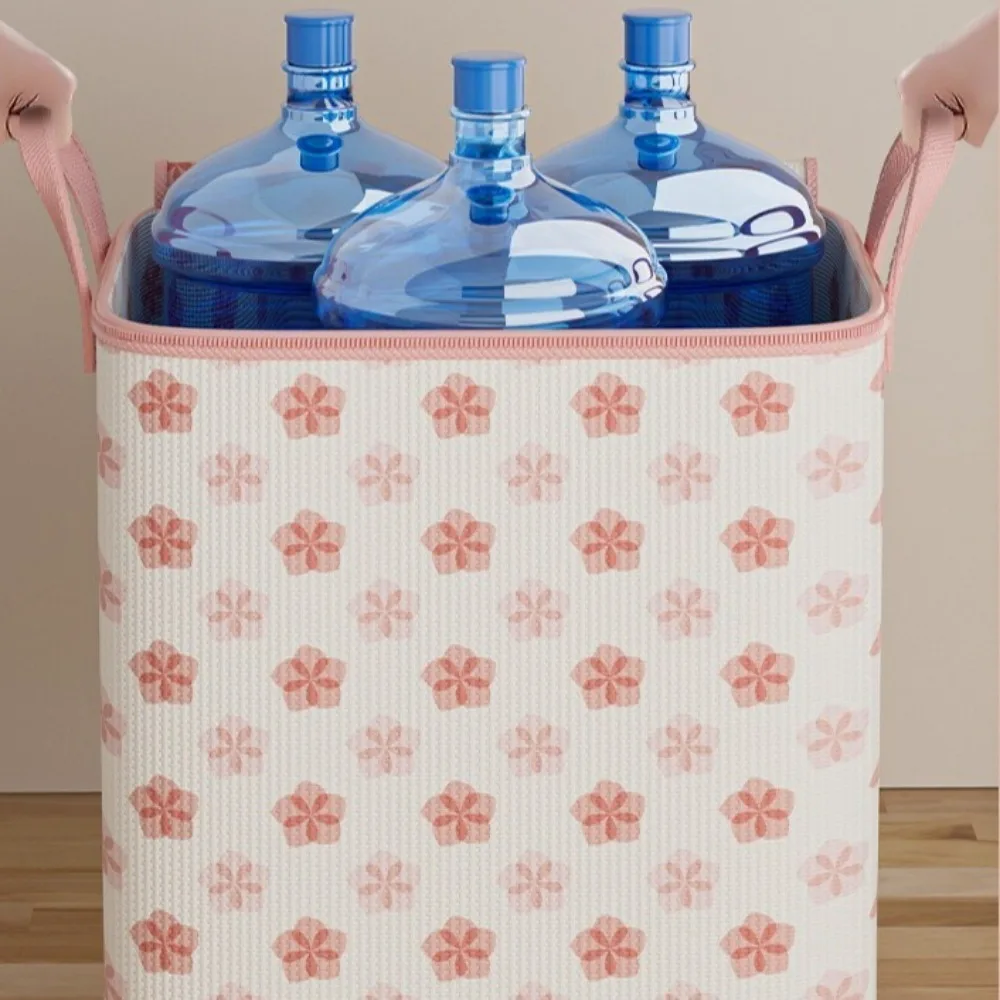 Cherry Blossom Clothes Storage Bins Large Capacity Dust-Proof Wardrobe Sorting Storage Bucket Foldable with Handle 5