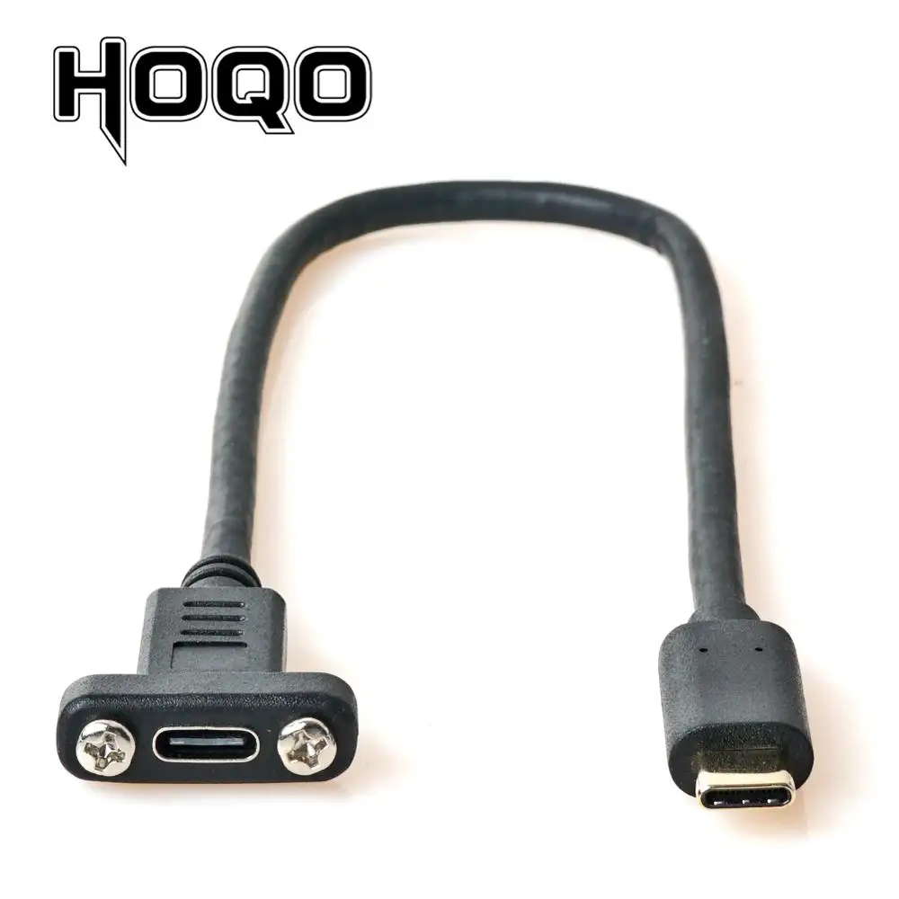 USB C Extension Cable Hoqo USB 3.1 Type c Panel Mount Screw female to Male extending Wire