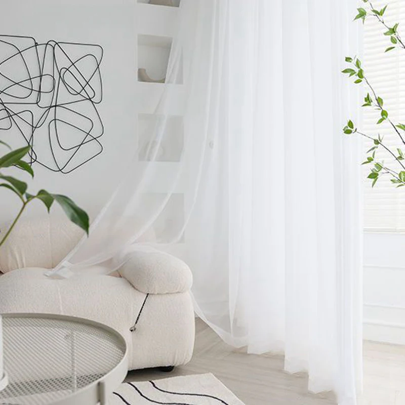 White Curtains Modern Solid Color Sheer Curtains Living Room Bedroom Balcony Transparent Window Blinds Wedding Decor sheer curtains,window curtains,decor curtains,light filtering curtains