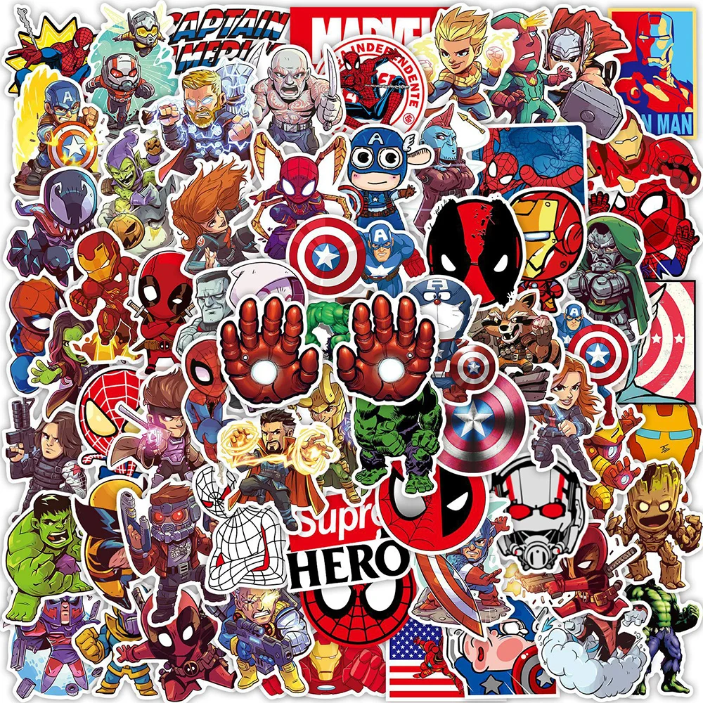 10/30/50/100PCS Disney Marvel The Avengers Superhero Stickers Decals DIY Laptop Car Water Bottle Toy Cartoon Sticker for Kids