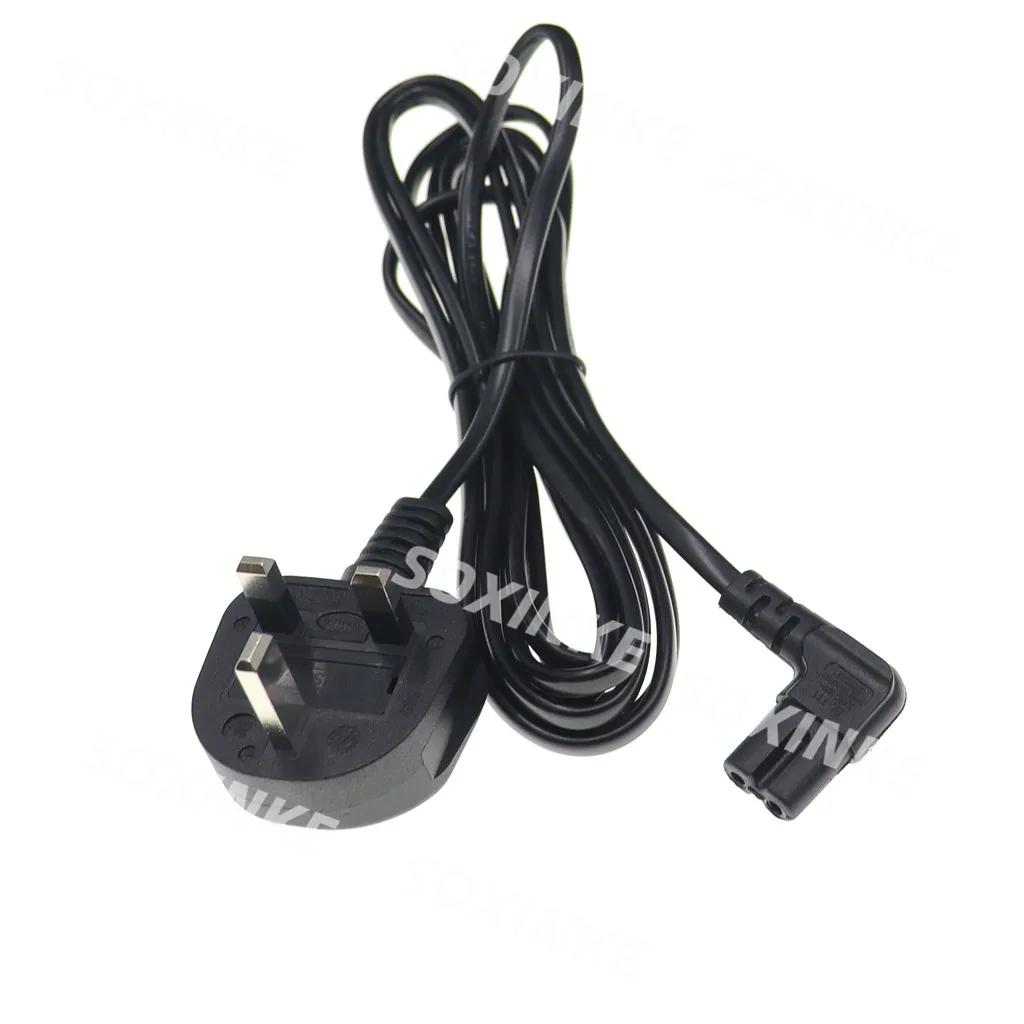UK British 3-Prong to Figure 8 C7 Right Angled AC Power Cord - 3M Length