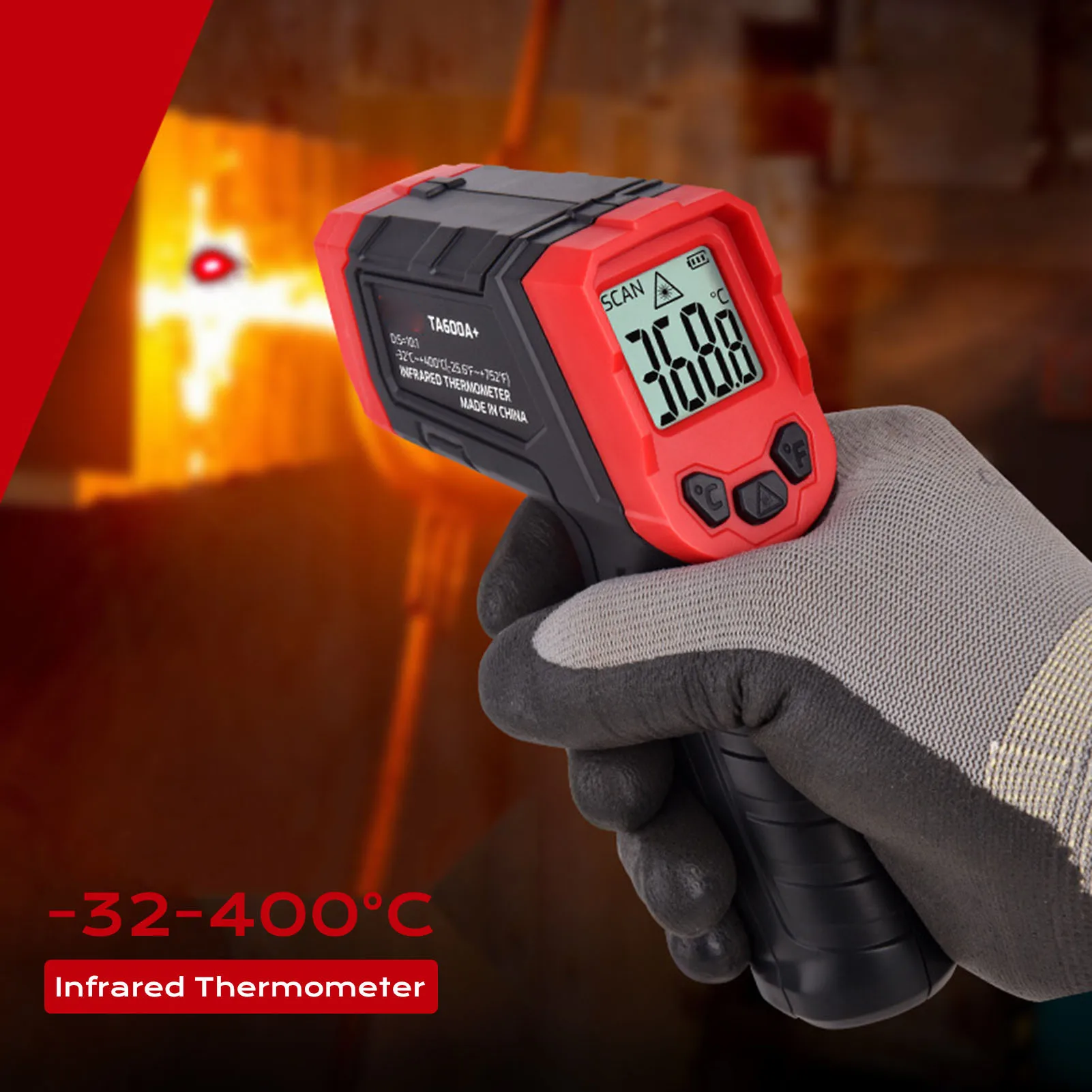 Infrared Thermometer -32°C to 400°C 37°F to 932°F High Accuracy LCD Display IR Thermometer for Cooking Frying Kitchen Barbecue M