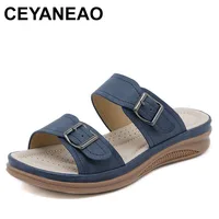 2024 Summer Women Wedge Sandals Premium Orthopedic Open Toe Sandals Vintage Anti-slip Leather Casual Female Platform Retro Shoes 1
