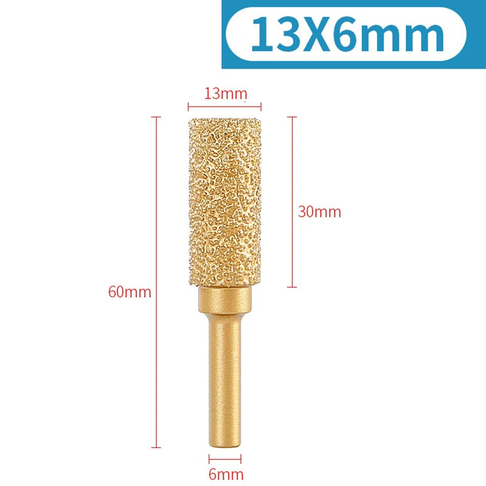 1PC 6mm Schacht Vacuümgesoldeerde Diamant Burr Hoofd Slijpen Roterende Bestand Voor Steen Grijs Gietijzer Nodulair Gietijzer Staal,15 Mm-R1-1 ST