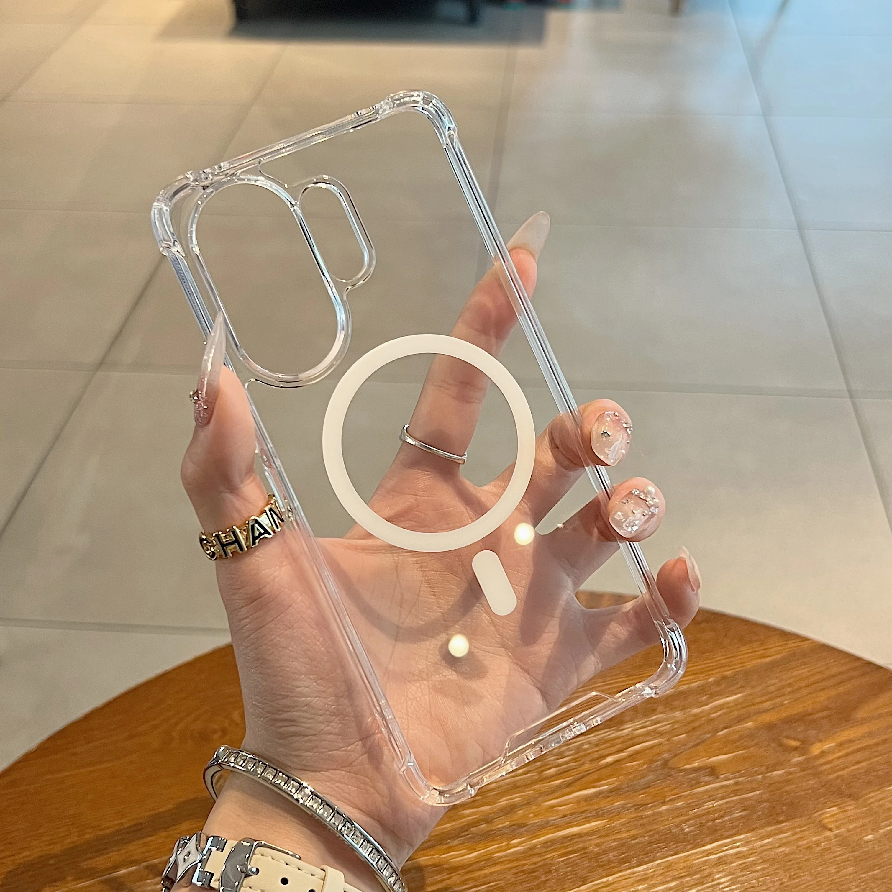 Air Cushion Magnetic Clear Acrylic Shockproof Phone Case
