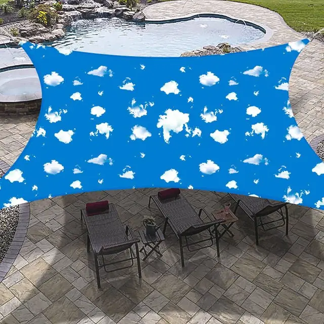 Kék Ég És Fehér Felhők Napsütéses Vitorla Napellenző Négyzet Alakú Téglalap Lombkorona A Kültéri Kerti Udvarhoz Pond Pergola Sunshade Cover Sátor - Image 6