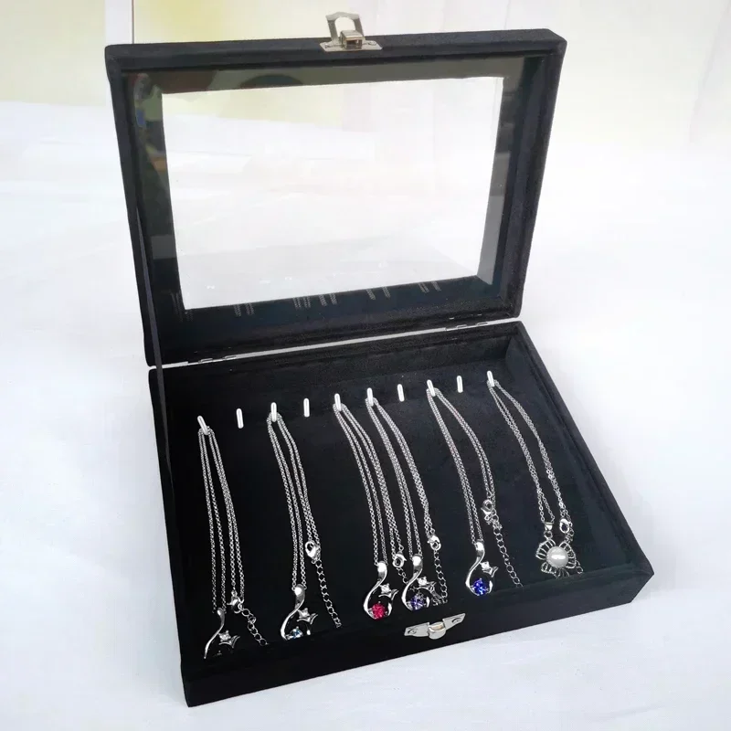 Elegant Black Pearl Jewelry Storage Box with Glass Lid – Long Necklace & Bracelet O... - SKU JSB02227 - UGI Packaging