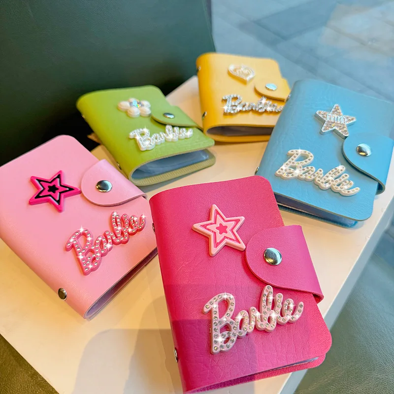 

Barbie Pink Leather Card Case Document Bag Kawaii Y2k Anime Large Capacity Multi-Card Position Anti-Magnetization Card Holder