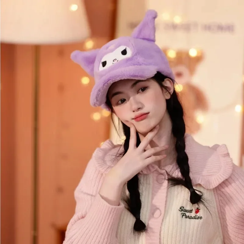 

Sanrioed My Melody Cinnamonroll Kuromi Plush Baseball Cap Winter Outdoor Sunshade Sun Protection Peaked Cap Cute Hat Xmas Gift