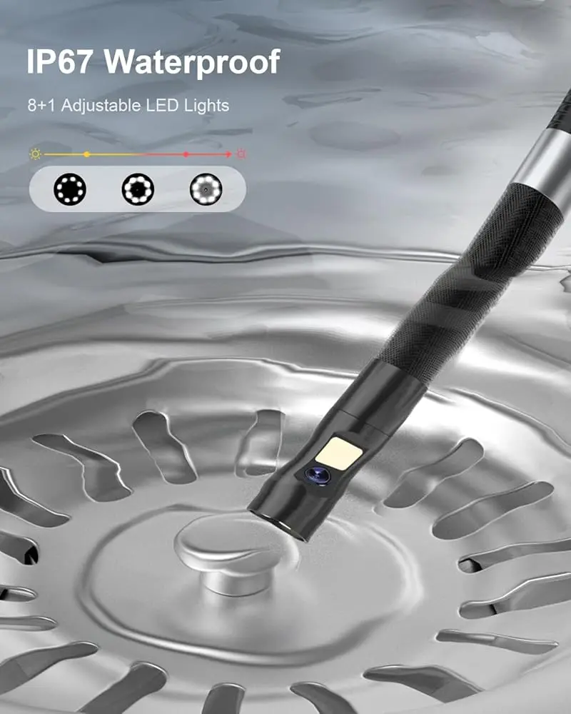 360° Steering Industrial Endoscope Camera 8mm 5"IPS Screen Single&Dual Lens Inspection Borescope 1080P For Car Engine Pip 5