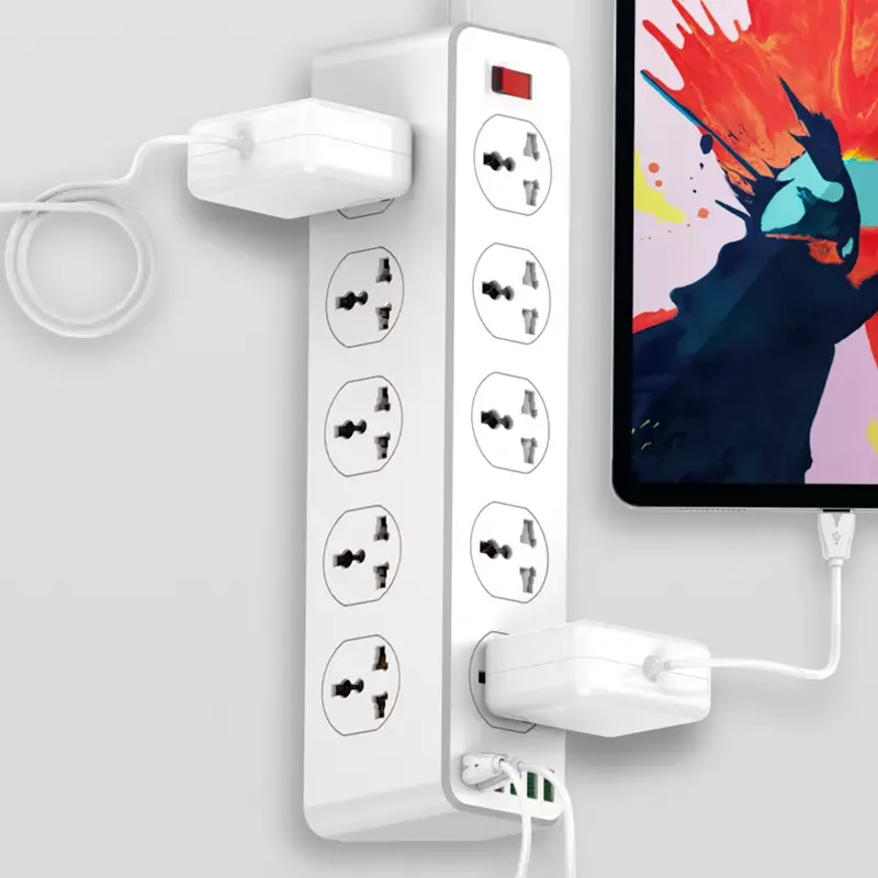 LDNIOUniversalPowerStrip2500W10ACOutlet6USBQC30ChargePorts