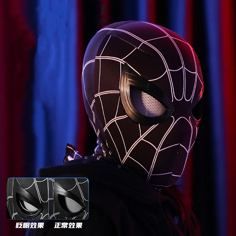 Cosplay Mask-Moving Eyes Blinking Function Superhero Headgear Adults Kids Spider-Man Helmet Ring Control Cosplay Mask Toy Gift