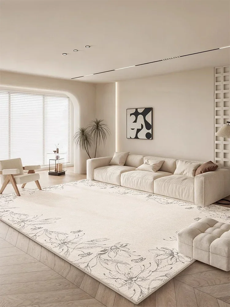 Log Style Soft Living Room Carpet Modern Light Luxury Decorative Carpets Machine Washable Room Rug Beige Forest Bedroom Rugs 양탄자 4