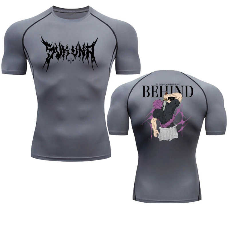 Anime Jujutsu Kaisen Compression Shirt Men Fitness Gym Sport Running T-Shirt Rashgard Tops Tee Quick Dry Short Sleeve T-Shirt Compression T Shirt Sport T Shirt