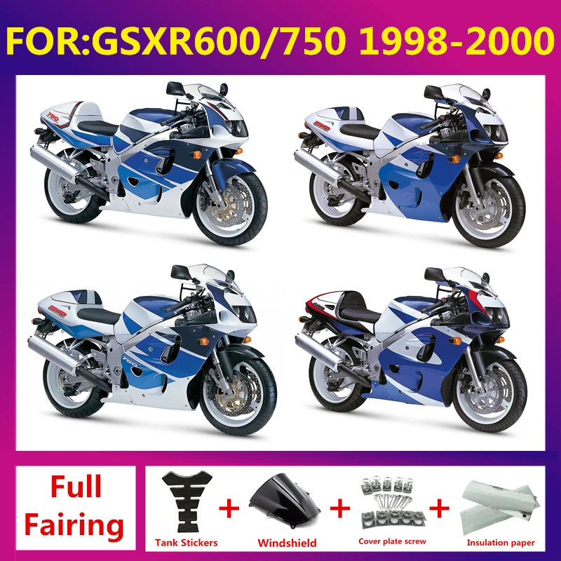 풀 페어링 ABS 바디 키트 오토바이 차체 페어링 키트, GSXR 600 750 98 99 00 K6 gsxr600 gsxr750 98 99 00 zxmt에 적합