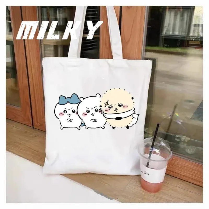 Bolso de mano MINISO Kawaii Chiikawa, bolsas de compras plegables