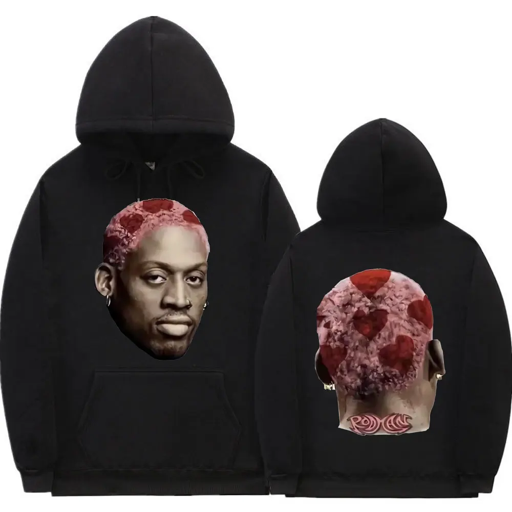 

The Worm Dennis Rodman Head Double Sided Print Hoodie Men Hip Hop Vintage Clothes Oversize Sweatshirt Basketball Boys Streetwear
