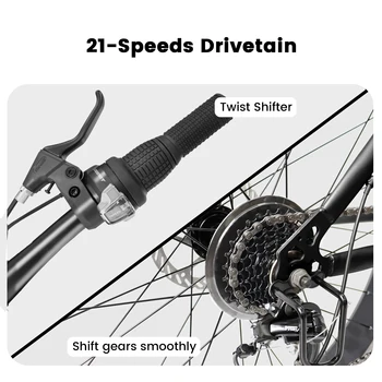 Ecarpat 26 Inch Mountain Bike, 4-Inch Wide Fat Tire Snow Mountain Bikes, 21 Speed for Men Women Bicycles, Steel Frame Disc Brake 5