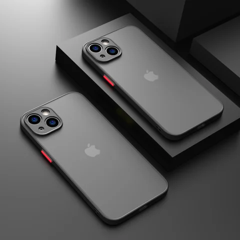 Armor Matte Case For iPhone 13 12 11 Pro Max XR XS X 7 8 Plus SE Mini Luxury Silicone Bumper Clear Hard PC Cover Capa