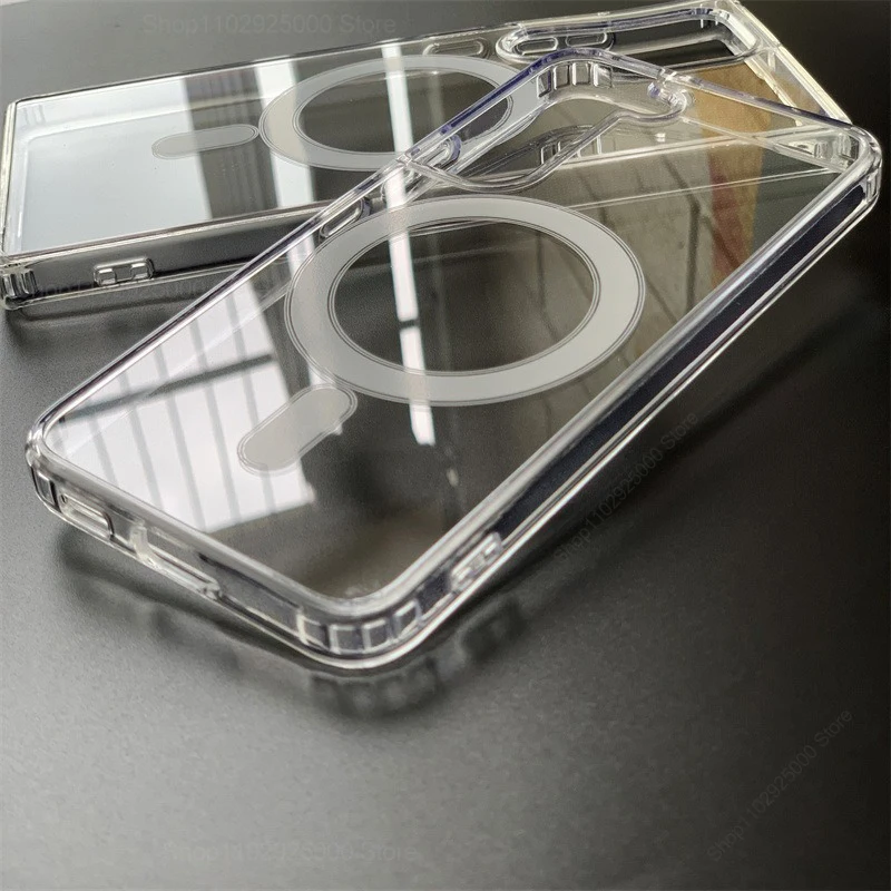 MagSafe-Ready Clear Shockproof Magnetic Phone Case with Wireless Charging Capability