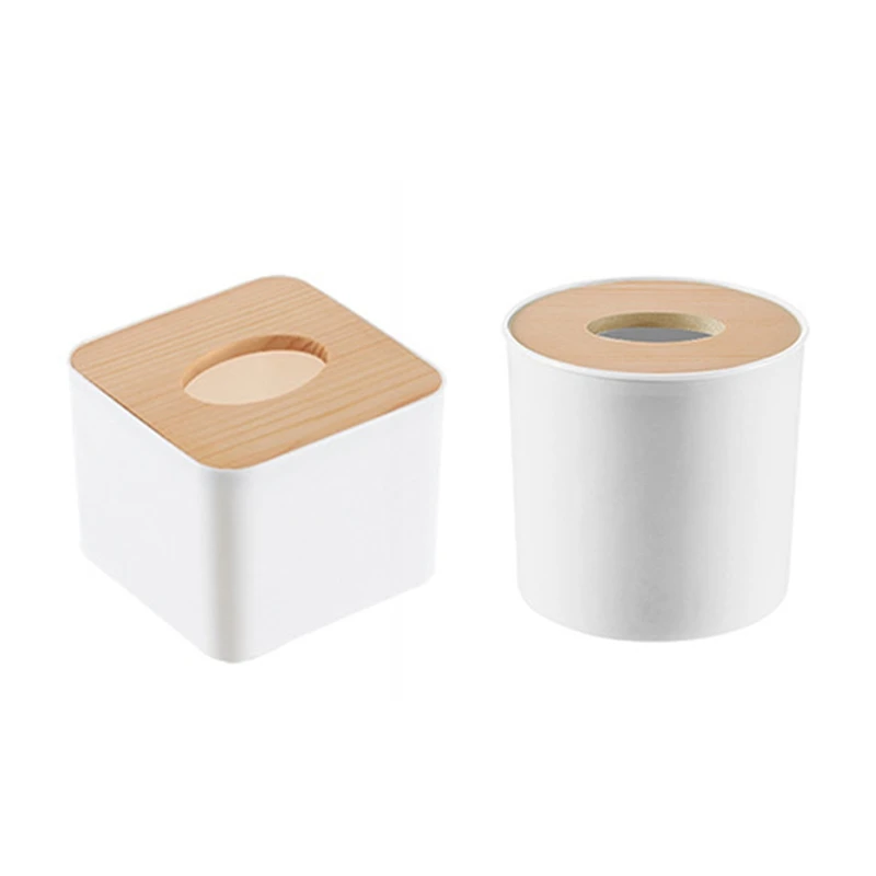 Wooden Tissue Box Napkin Holder Cover Toilet Paper Handkerchief Case Solid Simple Stylish Wood Home Car Wipe Organizer Container 4