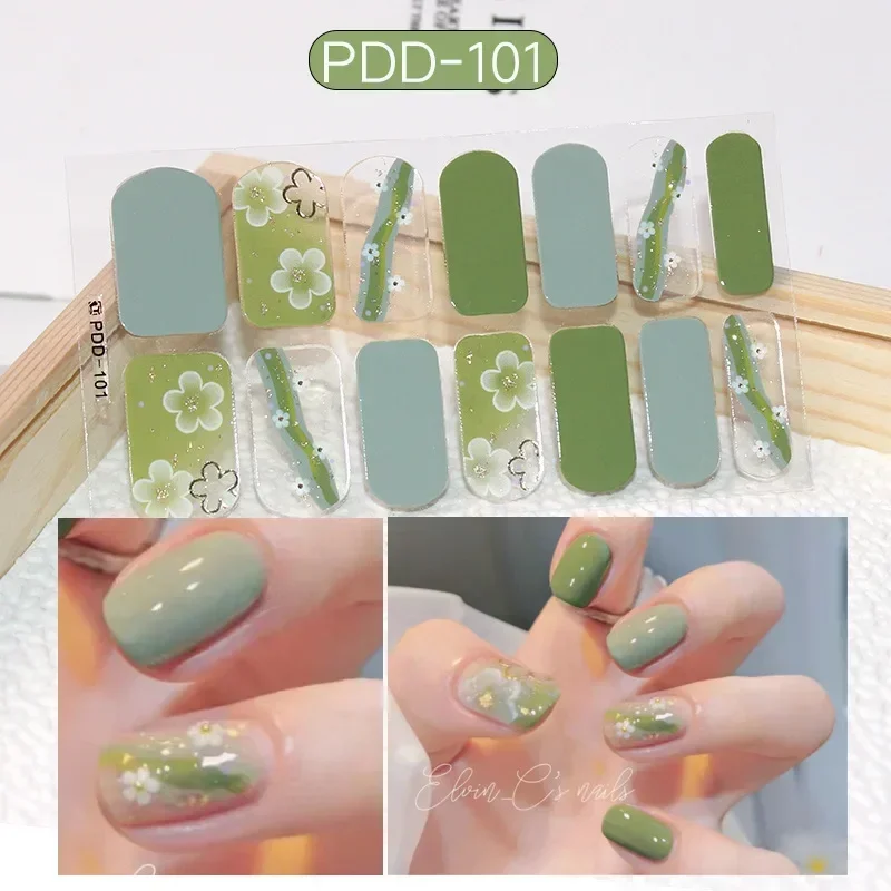 1PC Gel Nail Sticker Patch Slider Flower Gradient Color Back Glue Full Cover Waterproof Gel Nail Sticker UV Lamp Curing Manicur