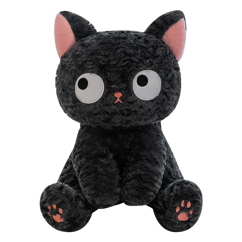 35cm Cute Staring Black Cat Plush Toy Doll Cute Lucky Cat Stuffed Doll Doll for Children and Girls as Companion Gift