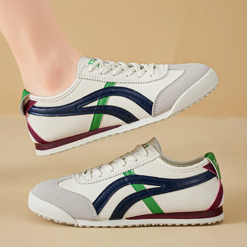 New Leather Women's White Casual Woman Vulcanize Sneakers Breathable Sport Walking Running Platform Flats Shoes Size 35-40