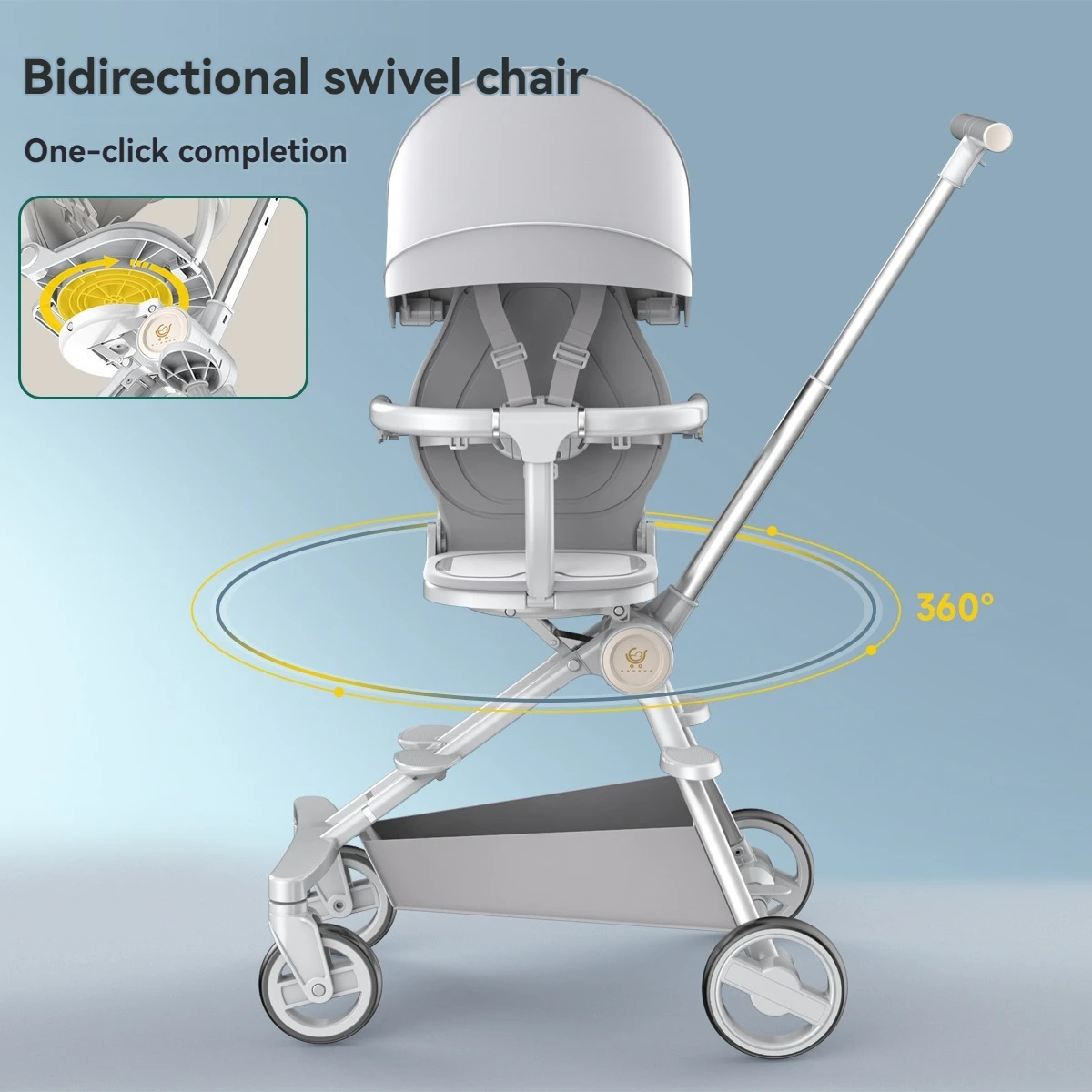 Baby roller High view boarding stroller Super small folding breathable stroller can sit and lie