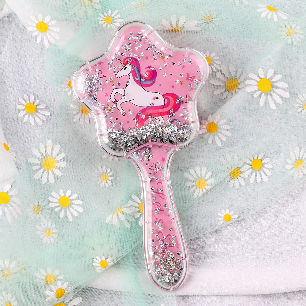 Sequins Comb Massage Children Quicksand Cushion Massage Comb Cute Girl Comb Carry Long Hair Anti-knot Comb Hair Brush 5