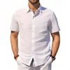 119258-c82236.jpg Cotton Linen Shirt Essential Breathable Short-Sleeve Hawaiian Button-Up for Men