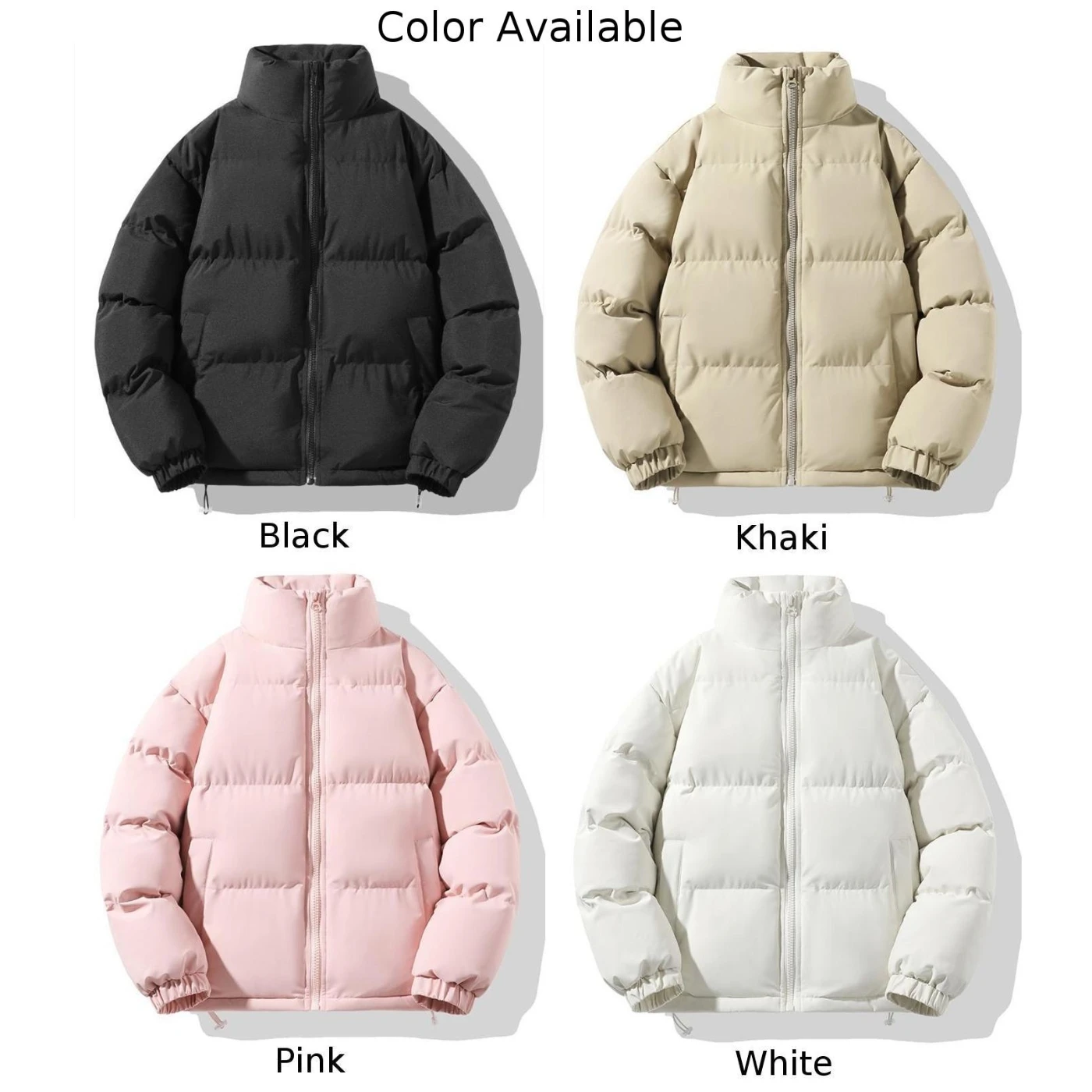 New Couple Winter Warm Cotton Parkas Jacket Men Women Thicken Solid Color Long Sleeve Stand Collar Coat Parkas Clothing