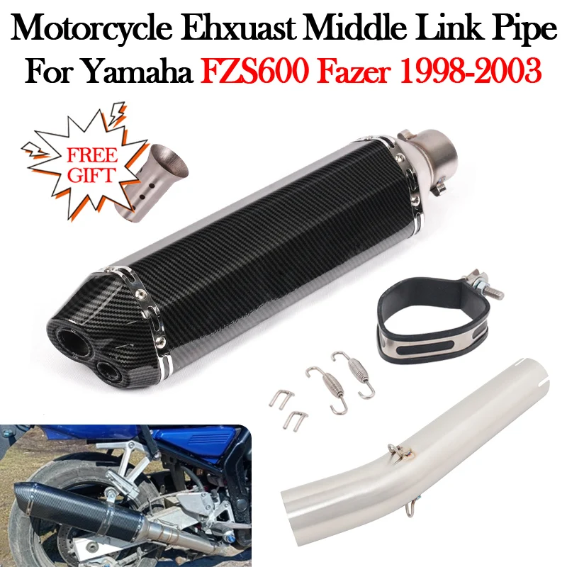 Slip On Per Yamaha Fzs600 Fzs 600 Fazer 600 1998 - 2003 Scarico Moto Modifica Fuga Moto Db Killer Marmitta Tubo Di Collegamento Centrale