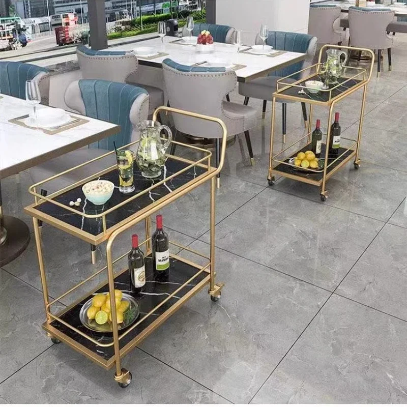 Rolling Serving Cart Eu Style Dessert Trolley Beverage Push Cart for Hotels Restaurants Portable Bar Cart for Home and KTV