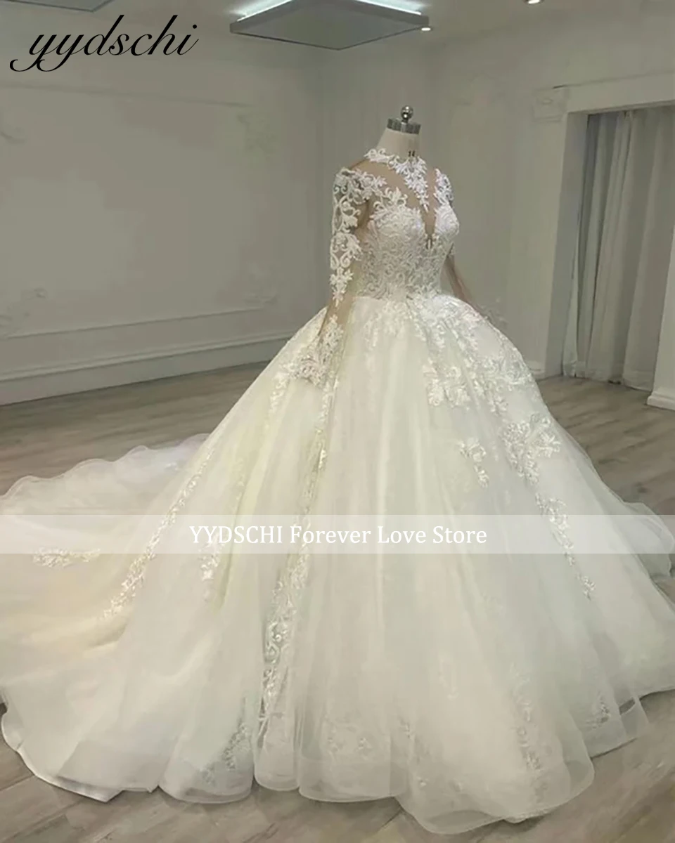 

Luxury Long Sleeves Lace Appliques Ball Gown Wedding Dress 2023 Princess Glitter Beaded Corset Back Bride Gown Vestidos De Novia