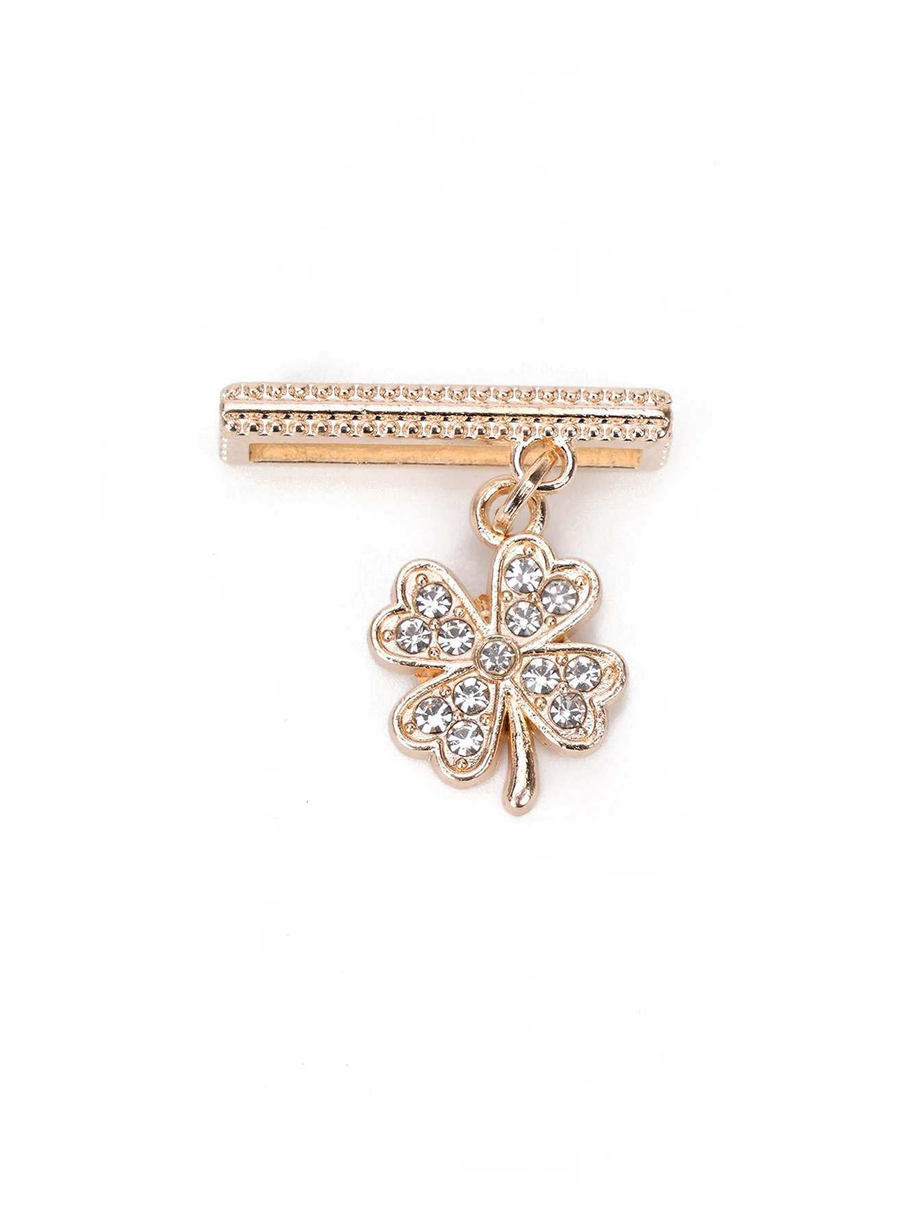 White Rhinestone Four-leaf Clover Charm Strap Decorative Ring for Apple Watch Silicone Strap Decorative Jewelry Accessories