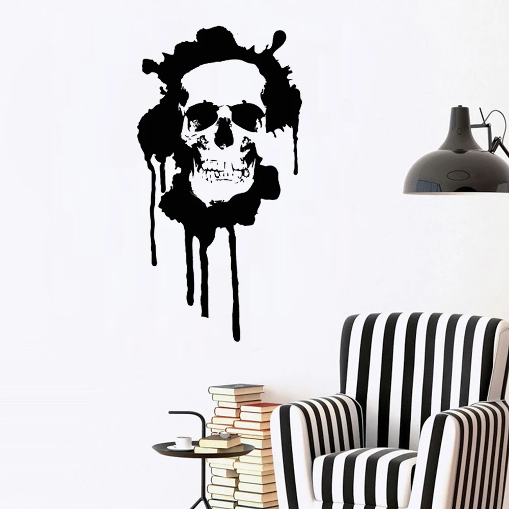 Skull Bone Wall Decal Style Modern Grunge Teens Bedroom Man Cave Bar Party Interior Decor Door Window Vinyl Stickers