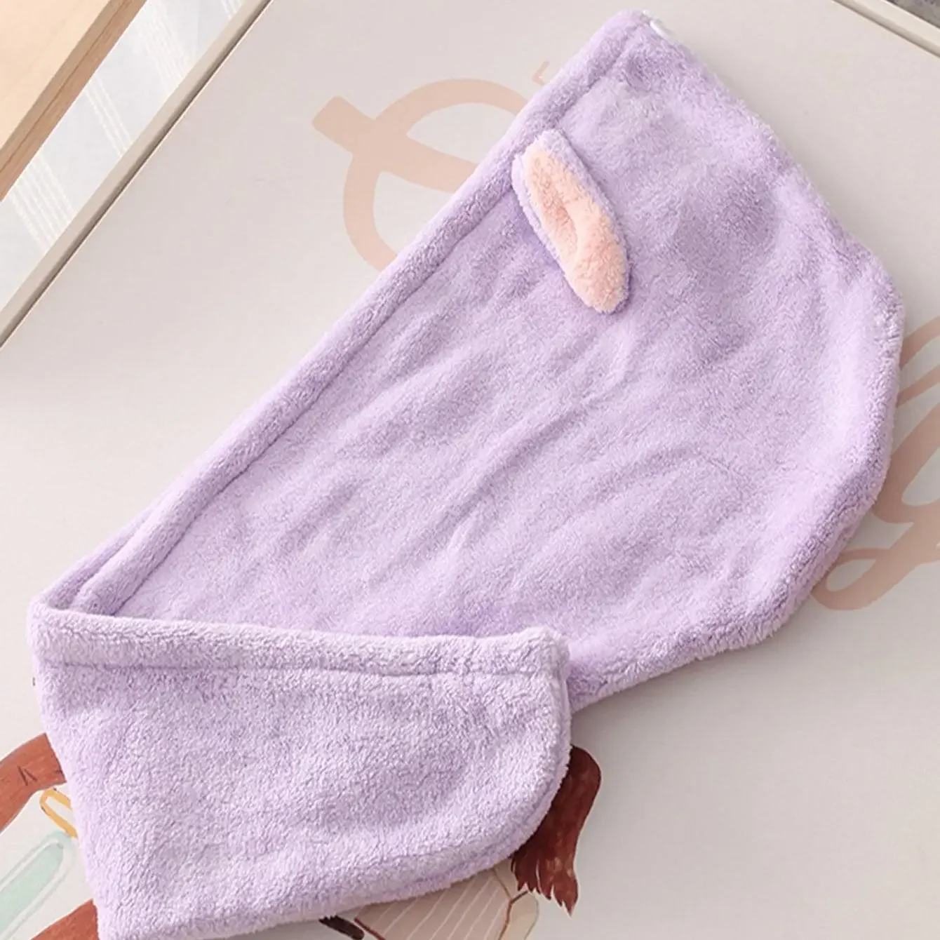 1pc Super Absorbent Microfiber Hair Towel for Women - Quick Dry Turban Cap with Button Closure for Curly, Long,