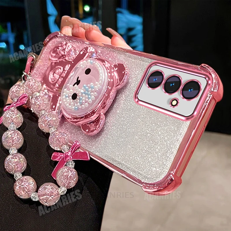 Star Lanyard Bear Holder Gradient Shockproof Silicone Case
