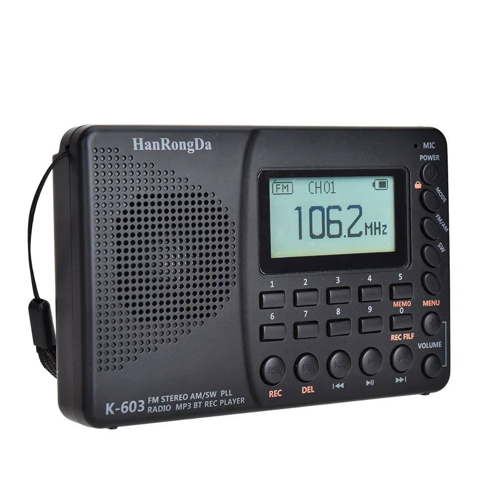 Description Picture 6 of itemHRD-603 Radio set Portable Radio AM/FM/SW/BT/TF Pocket Radio USB MP3 Digital Recorder Support TF Card Bluetooth