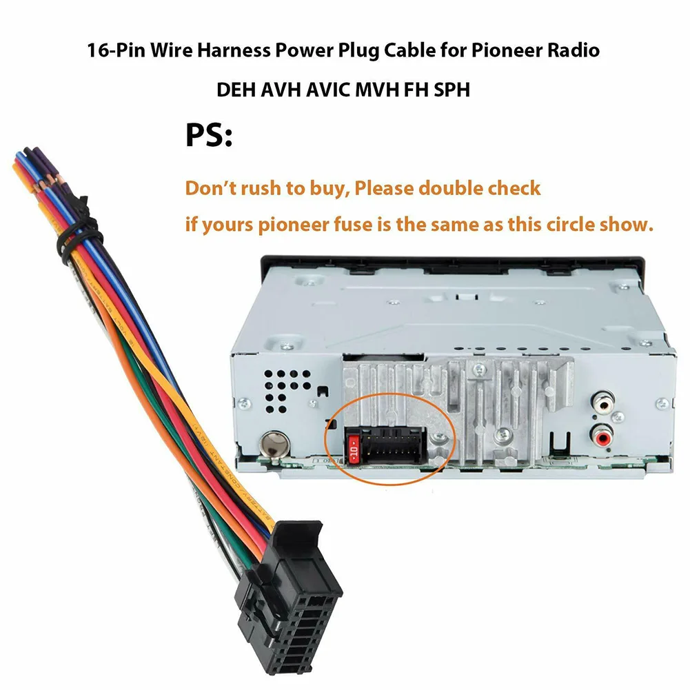 16-PIN Wiring Harness Power Plug For Pioneer Radio Stereo CD Player Plug Wire Harness 2003 MODELS DEH-5 DEH-1600 DEH-1700 DEH-20