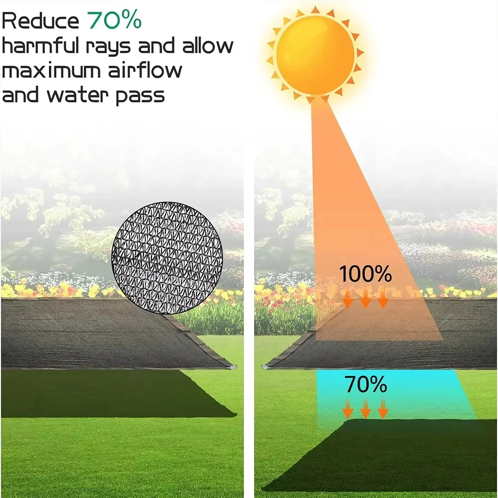 Garden Shade Cloth 70% Sun Protection Shade Net Corrosion Resistant Protection/breath HDPE Shade Sail With Grommets