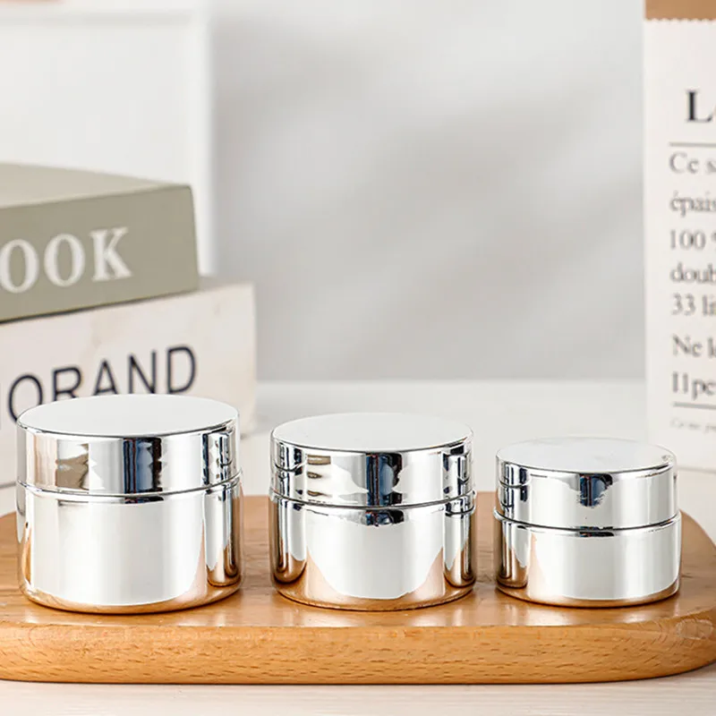 5g-50g Empty Silver Glass Cosmetic Jar Eye Shadow Face Cream Bottles Portable Travel Face Cream Cosmetic Container Accessories