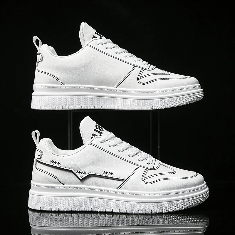 

Кроссовки мужские с вулканизированной подошвой, повседневная спортивная обувь для ходьбы, плоская подошва, белые, на осень