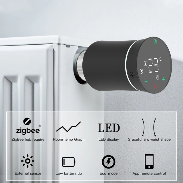 MoesHouse ZigBee3.0 TRV Tuya nowy zawór siłownika grzejnika inteligentny programowalny termostat sterowanie grzałką temperatury Alexa Google sterowanie głosowe zdalne sterowanie aplikacjami 2